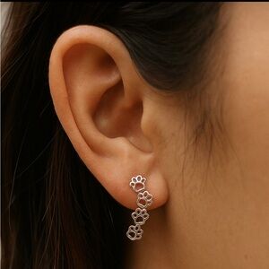 Sterling Silver Earrings Women’s Paw Print Crawlers Jewelry Pet Gift New